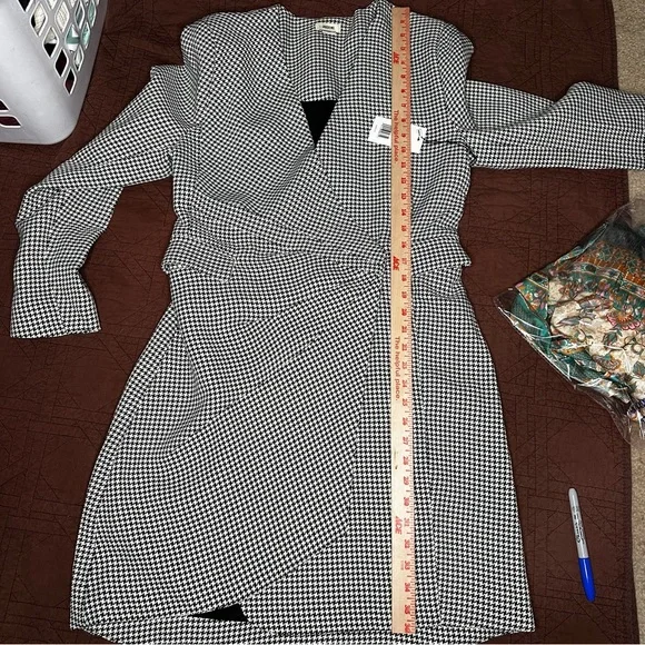 NWT Jason Wu Black And White Houndstooth Blazer Wrap Mini Dress Women’s Size L - Picture 6 of 12